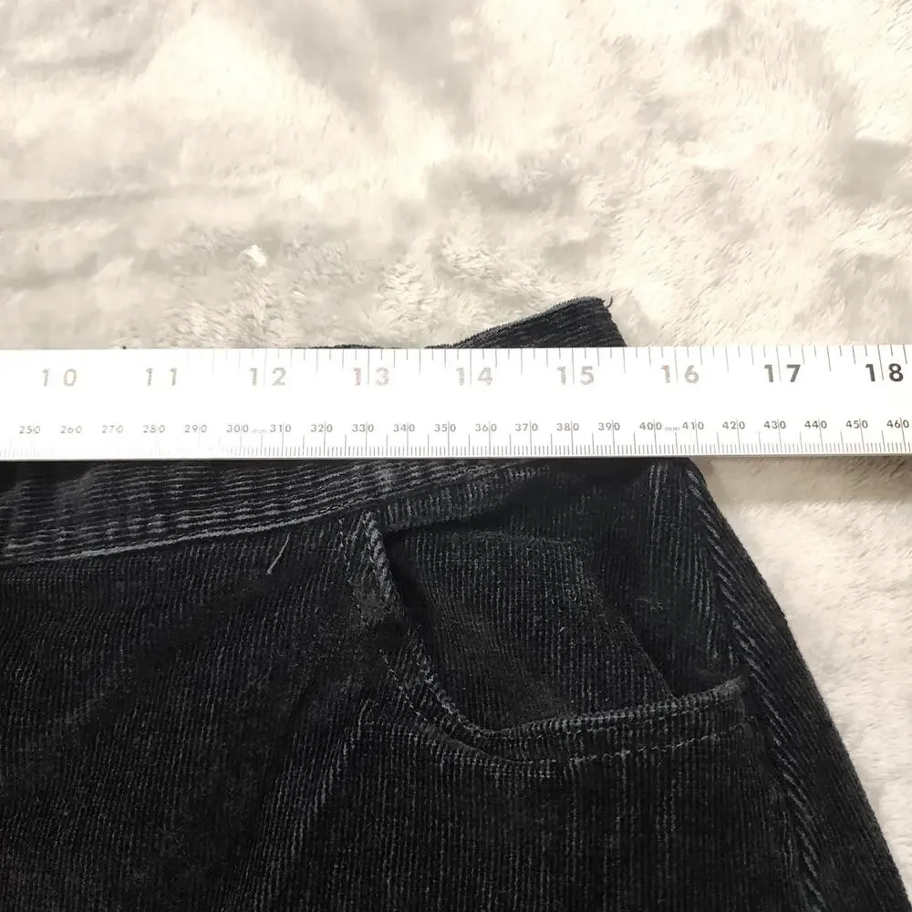 Woman Within Skirt Womens 12W Black Stretch Corduroy Button Front‎ Midi A-Line